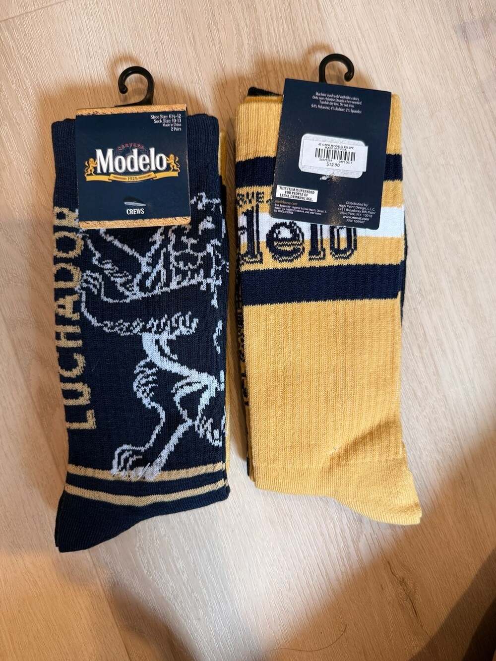 2 pairs of Modelo Ribbed Crew Socks 2-Pack Size 10-13